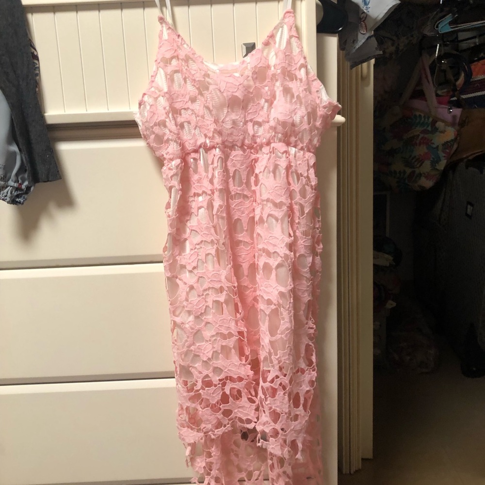 NWOT Pink Lace Overlay Dress